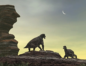 Images Dated 9th June 2010: Moschops Print: A 5-metre Herbivore on a Sandstone Mesa