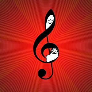 Images Dated 2nd August 2012: Mozart Effect Print: A treble clef and human face design