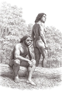 Neanderthal Couple Print