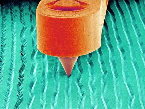 SEM Print of a Record Player Needle in Action