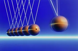 Images Dated 1999: Newton's Cradle Print: A computer illustration of swinging balls