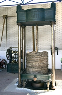 Prints of Olive press. This restored olive press dates to the beginning of the 20th century. It was used in the process of olive oil extraction, which separates the oil from the other fruit contents Images Dated 2007 March: Early 20th-century Olive Press Print