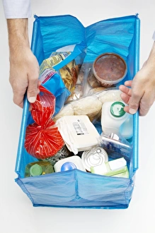 Reusable Shopping Bag with Packaged Food Print