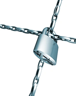 Lock And Key Concept Prints: Padlock and chain