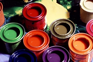 Colourful Paint Tins Print