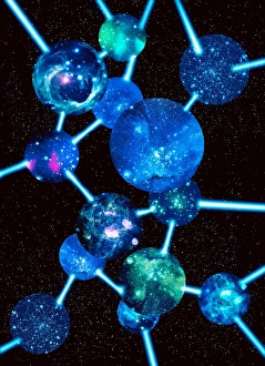Parallel Universes Print: Spheres connected by beams of light