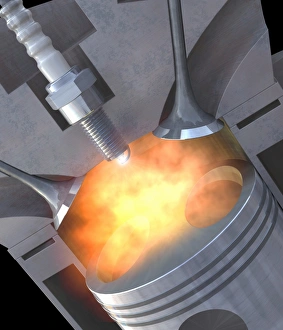 Computer artwork of a petrol engine cylinder in print