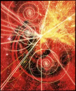 Particle tracks on geometric patterns Print