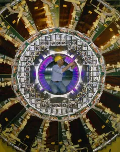 Physics Prints: CERN Technician Working on OPAL Detector Print