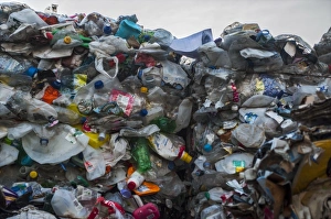 Plastic Waste Recycling Prints: Plastic waste at recycling centre