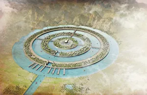 Platos map of Atlantis, artwork Platos map of Atlantis, artwork