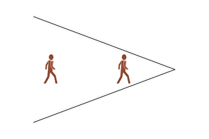 Prints of Ponzos illusion. The figure of a man to the left of the image appears to be shorter than the one to the right Images Dated 2004 August: Ponzos Illusion Print