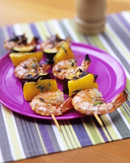 Seafood Recipes Prints: Prawn kebabs