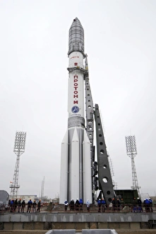 Proton M rocket on its launch pad