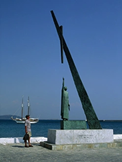 Images Dated 21st June 2004: Print of Pythagoras monument in Samos, Greece