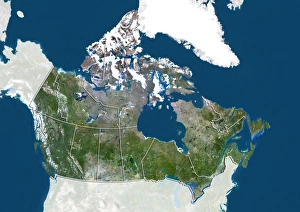 Canada Map Prints: Quebec, Canada, satellite image