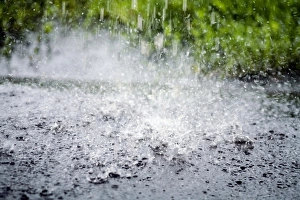 Water Surface Reflection Prints: Raindrops falling on water