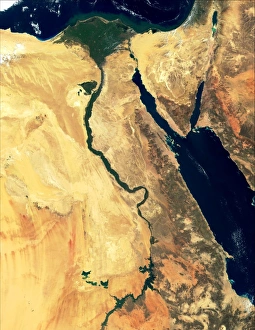 True-colour satellite image of the River Nile, print