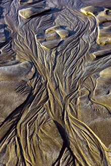 Coastal Erosion Images Prints: Sand patterns at low tide