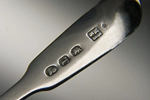 Images Dated 22nd December 2006: Silver hallmarks on a piece of cutlery Print