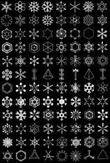 Prints of Snow crystals. Historical artwork showing the characteristic symmetrical shapes found in snowflakes Images Dated 2007 March: Snow Crystals Print - A Regular Hexagon