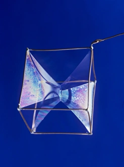 Iridescent Soap Bubbles Prints: Soap films on a cube