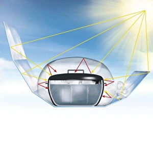Greenhouse Effect Illustration Prints: Solar cooking device, artwork
