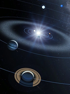 Solar System Print featuring The Sun and visible planets