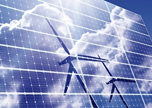 Renewable Energy Sources Prints: Solar and wind power, artwork