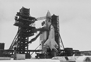 Soviet space shuttle, Buran, on launchpad Soviet space shuttle, Buran, on launchpad