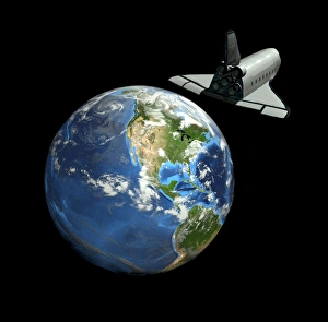 Space Shuttle Atlantis Prints: Space shuttle and Earth
