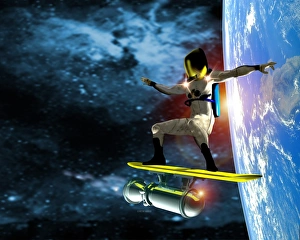 Computer Artwork Space Prints: Space surfer