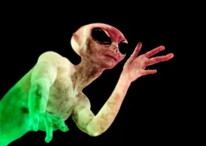 Prints of Alien, computer artwork. This is a humanoid alien with large eyes and four digits on its hands Images Dated 2009 March: Alien Print: Humanoid Extraterrestrial with Large Eyes and Four-Digit Hands