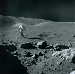 Apollo 17 astronaut Dr Harrison Schmitt on the Moon's Taurus-Littrow region