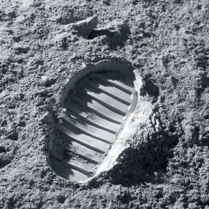 Space Exploration History Prints: Apollo bootprint on the Moon