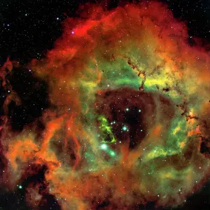 Coloured optical print of the Rosette Nebula