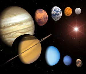 Solar System Print - Composite artwork of the nine planets