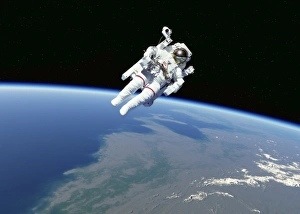 Colour Print of Astronaut in Spacewalk