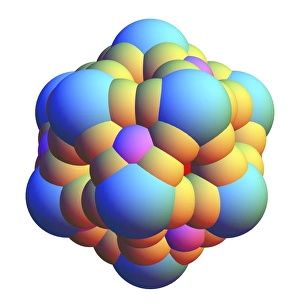 Prints of Computer artwork of spheres depicting a geometrical formation similar to a virus shape or an abstract molecular or fractal structure Images Dated 2011 January: Spherical Formation Print