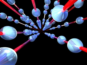 Abstract Computer Artwork Prints: Spheroids on rods