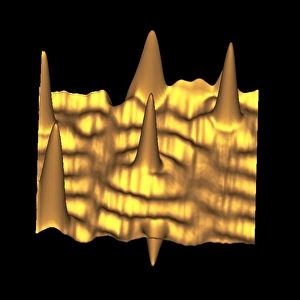 STM Spintronics Research Print: Coloured Scanning Tunnelling Micrograph