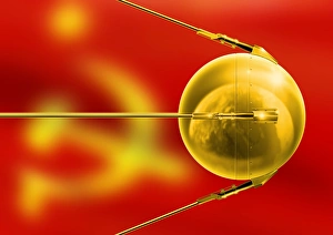 Sputnik Prints: Sputnik 1 Print: A polished aluminium sphere with four antennas