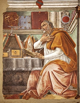 Images Dated 23rd November 2012: St. Augustine in his Study Print, a 1480 fresco by Sandro Botticelli