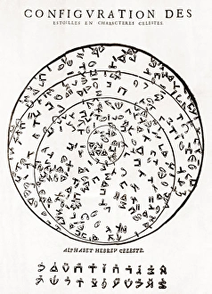 Ancient Astronomy Illustrations Prints: Star map using Hebrew characters