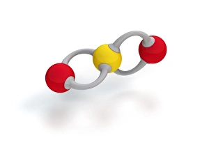 Sulphur dioxide molecule, artwork C017/3617 Sulphur dioxide molecule, artwork C017/3617