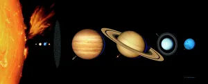 The Sun and its planets print features eight planets in order from the Sun