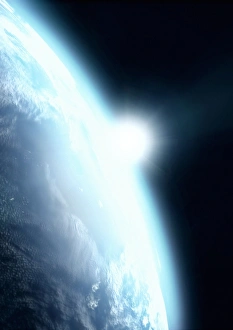 Solar System Artwork Prints: Sunrise from space, computer artwork