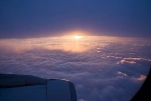Nimbostratus Clouds Prints: Sunset from aircraft