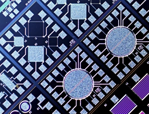 Light Micrograph Images Prints: Surface of microchip, light micrograph C018 / 6399