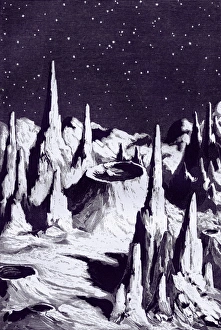 Surface of the Moon, historical artwork Surface of the Moon, historical artwork